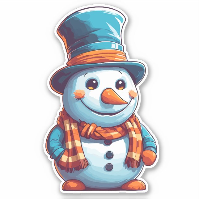 Funny Cartoon Snowman Aufkleber (Vorderseite)