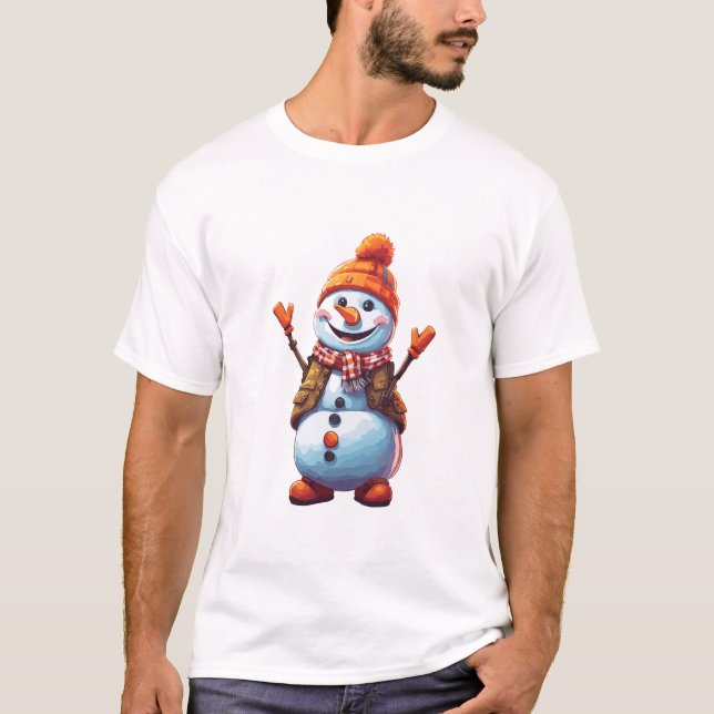 Funny Cartoon Snowman T-Shirt (Vorderseite)