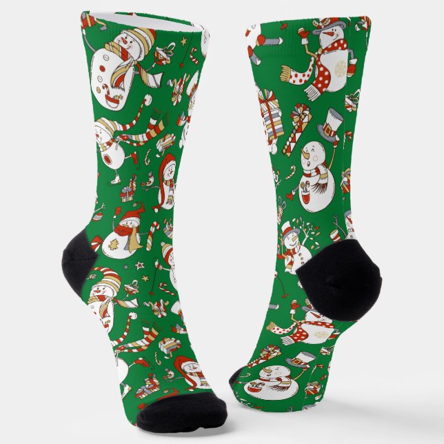 Funny Cartoon Snowmen Weihnachtsklatschen Socken (Gewinkelt)
