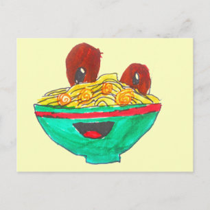 Funny Cartoon Spaghetti Fleischbällchen Kunst Postkarte