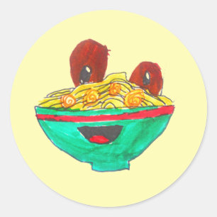 Funny Cartoon Spaghetti Fleischbällchen Kunst Runder Aufkleber