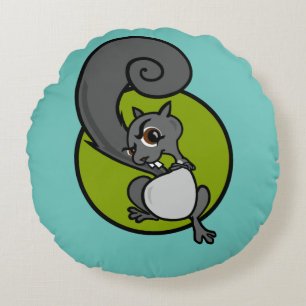 FUNNY CARTOON SQUIRREL ROUND DURCH PILLOW RUNDES KISSEN