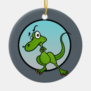 FUNNY CARTOON STYLE DINOSAUR CHRISTMAS ORNAMENT
