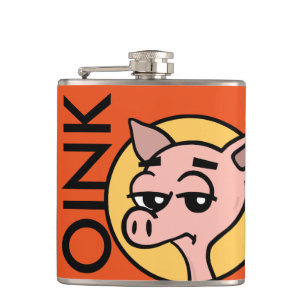 FUNNY CARTOON STYLE PIG VINYL WRAPPY FLASK FLACHMANN