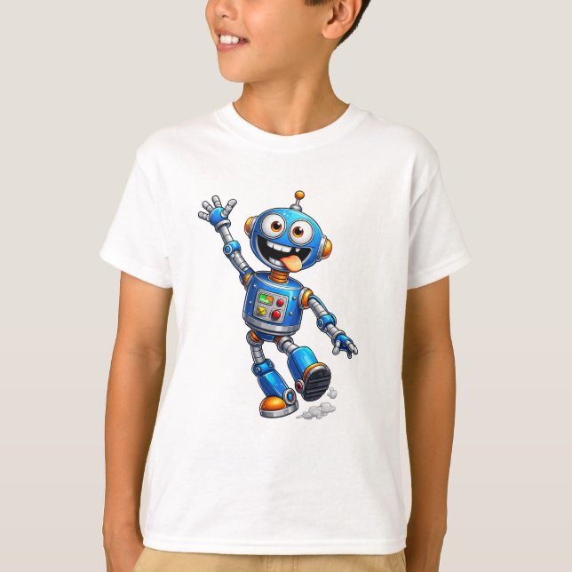 Funny Cartoon Tech Character Design T-Shirt (Vorderseite)