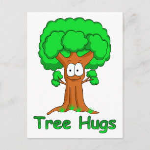 Funny Cartoon Tree Hugs Postkarte