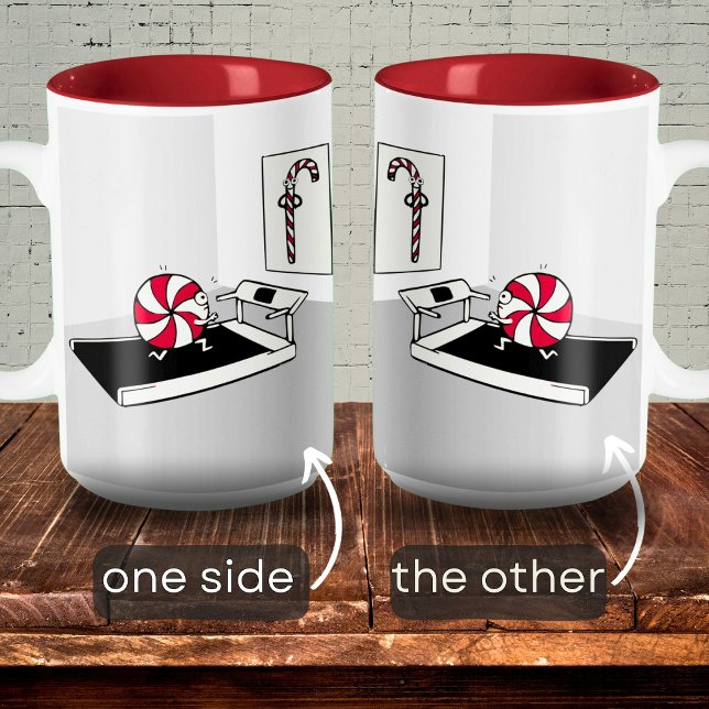 Funny Cartoon Übungen Gewicht Candy Cane Weihnacht Zweifarbige Tasse (Von Creator hochgeladen)