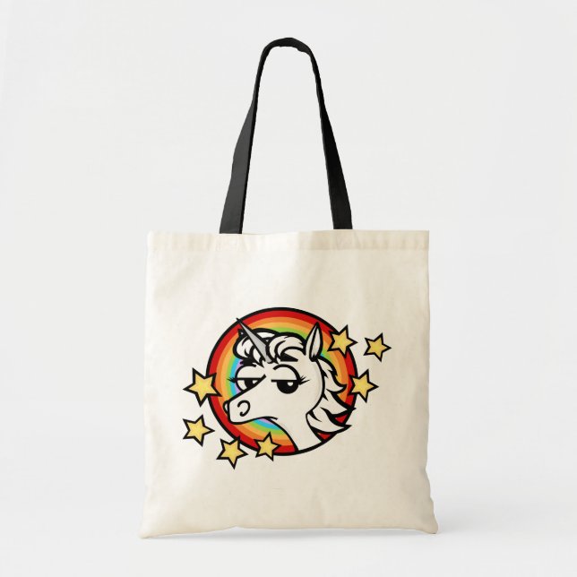 FUNNY CARTOON UNICORN BUDGET TOTE BAG TRAGETASCHE (Vorne)