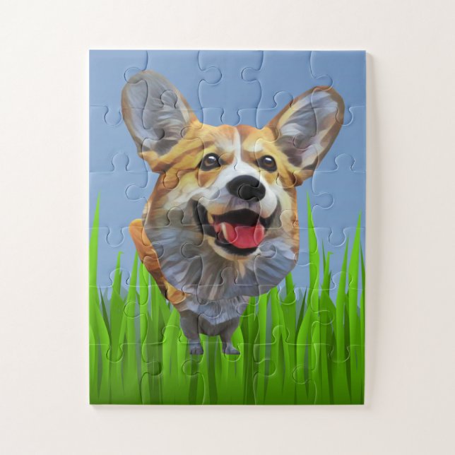 Funny Cartoon Welsh Corgi Dog 30 Stück Puzzle (Vertikal)