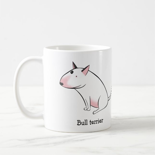 Funny Cartoon White Bulle Terrier Kaffeetasse (Links)