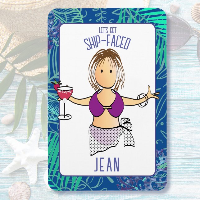 Funny Cartoon Woman Tropical Beach Cruise Door Magnet (Von Creator hochgeladen)