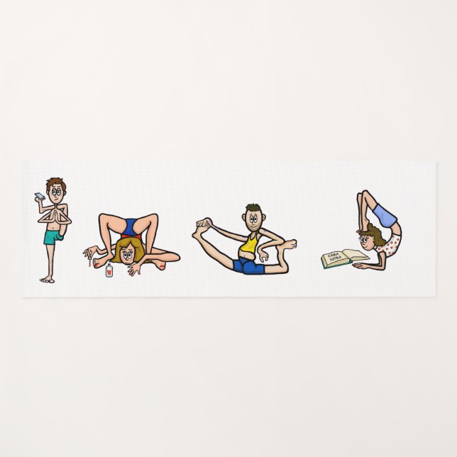 Funny Cartoon Yoga People Yoga Mat Yogamatte (Vorderseite (Horizontal))