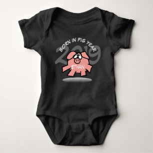 Funny Cartoons Pink Pig Custom Personalisiert Baby Baby Strampler