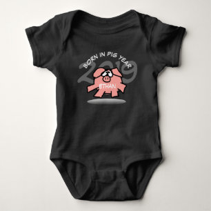 Funny Cartoons Pink Pig Custom Personalisiert Baby Strampler