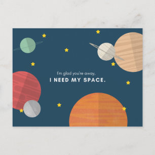 Funny Cartoony Illustriert Planets Postkarte