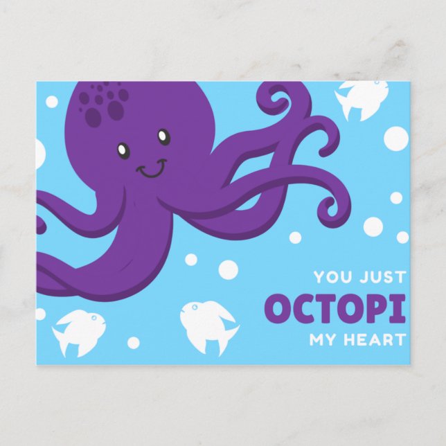 Funny Cartoony Octopus Postkarte (Vorderseite)