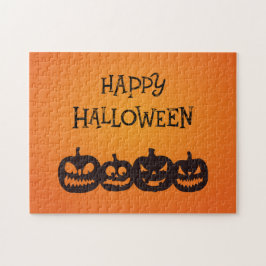 Funny Carved Halloween Pumpkin Quartett Puzzle
