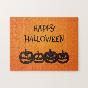Funny Carved Halloween Pumpkin Quartett Puzzle