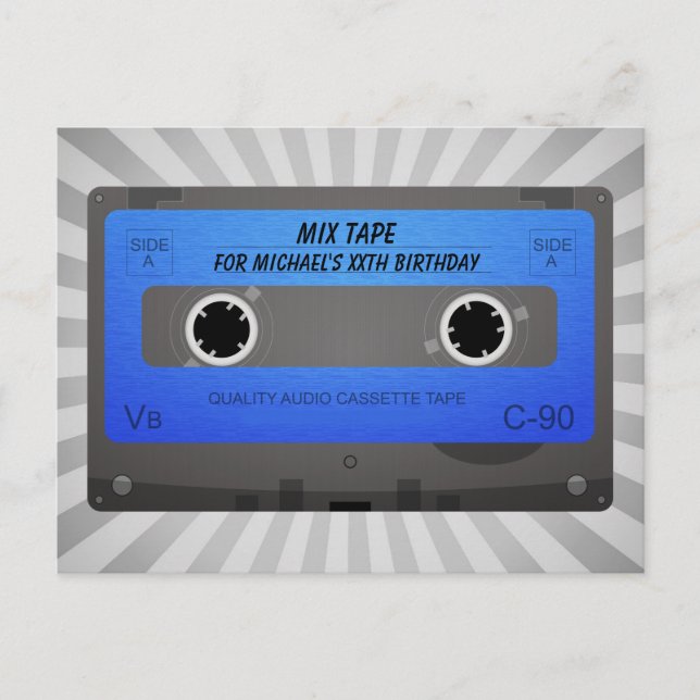 Funny Cassette Tape Geburtstag Einladungspostkarte (Vorderseite)