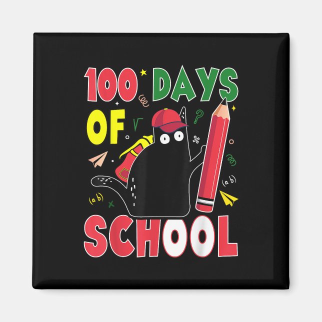Funny Cat 100 Days of School Kitten Stift 100th D Magnet (Vorne)