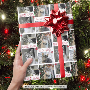 Funny Cat 4 Foto MEOWY CHRISTMAS Personalisiert Geschenkpapier