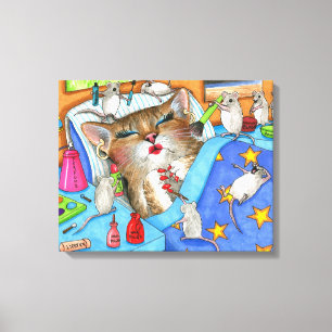Funny Cat 508 Maus Make-up Poster Leinwanddruck