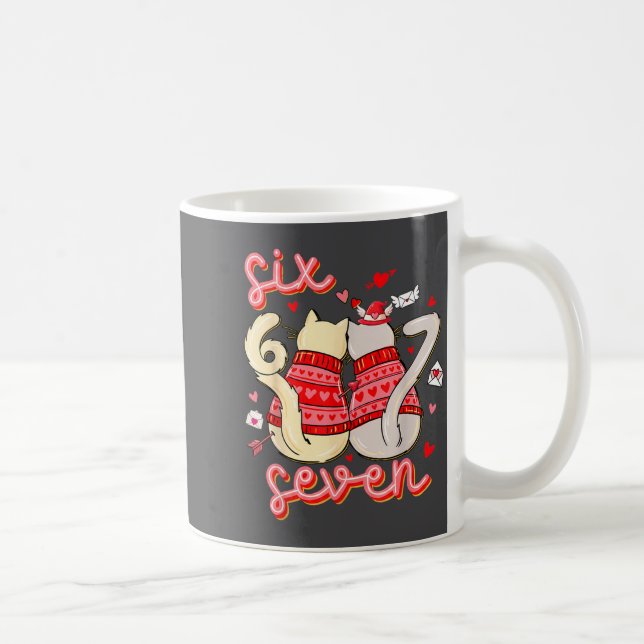Funny Cat 67 Meme Six Seven Gen Alpha Slang Kids V Kaffeetasse (Rechts)