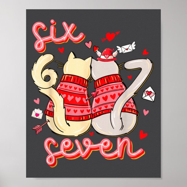 Funny Cat 67 Meme Six Seven Gen Alpha Slang Kids V Poster (Vorne)