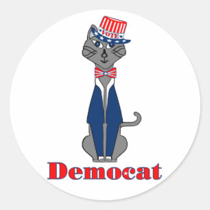 Funny Cat Abstimmung Demokratie in Politik Runder Aufkleber