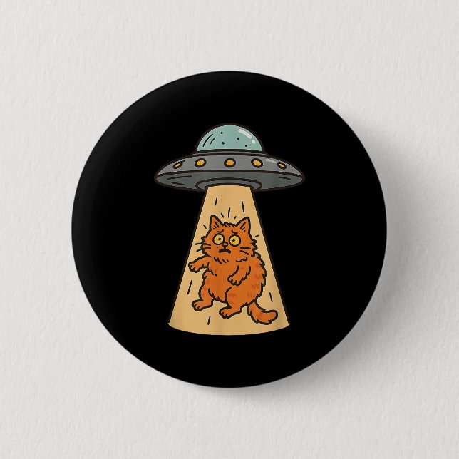 Funny Cat Alien Entführung Ufo Raumschiff Kitty Sc Button (Vorderseite)