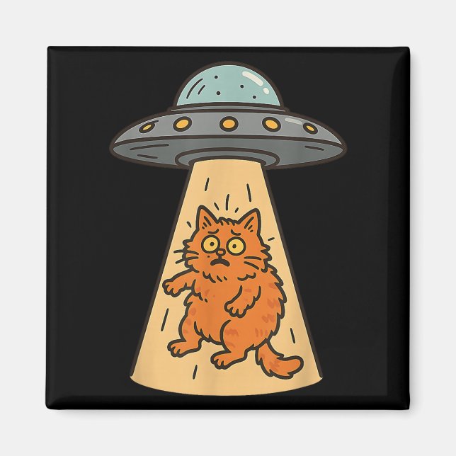 Funny Cat Alien Entführung Ufo Raumschiff Kitty Sc Magnet (Vorne)