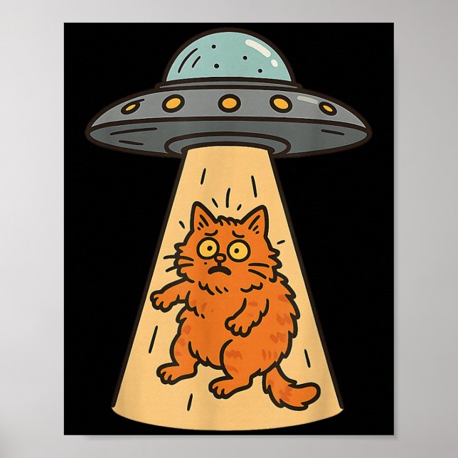 Funny Cat Alien Entführung Ufo Raumschiff Kitty Sc Poster (Vorne)