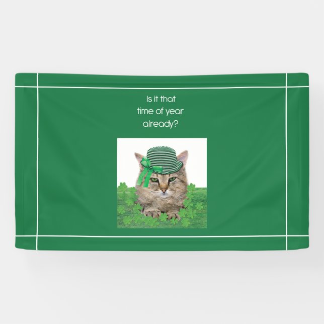 Funny Cat am St. Patrick's Day Banner (Horizontal)