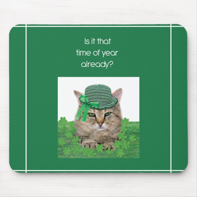 Funny Cat am St. Patrick's Day Mousepad (Vorne)