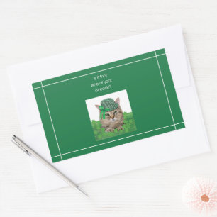 Funny Cat am St. Patrick's Day Rechteckiger Aufkleber