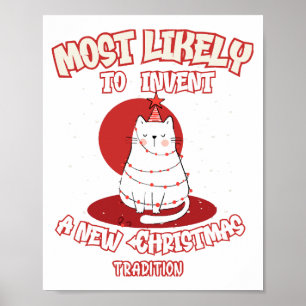 Funny Cat am wahrscheinlichsten ein neues Weihnach Poster