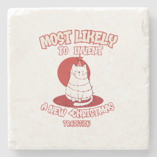 Funny Cat am wahrscheinlichsten ein neues Weihnach Steinuntersetzer