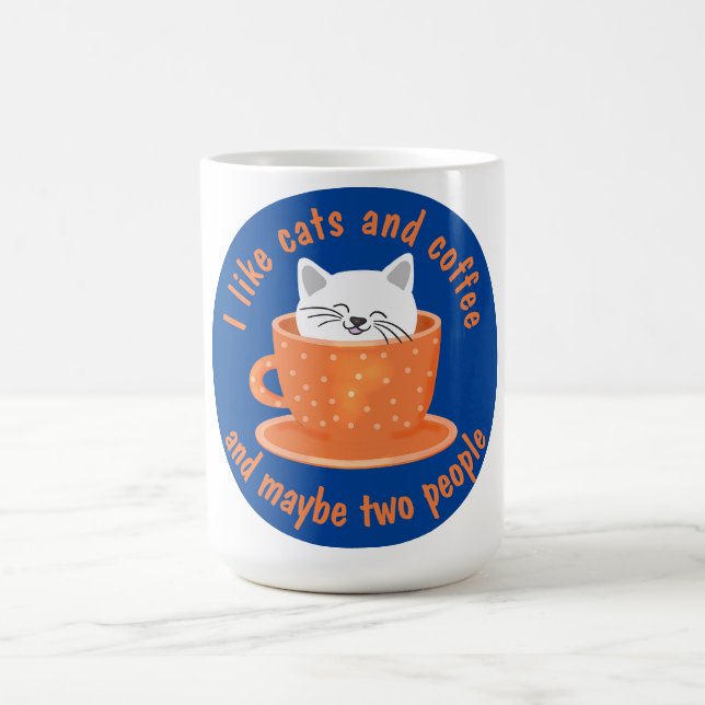 Funny Cat and Coffee Lover Tasse (Mittel)