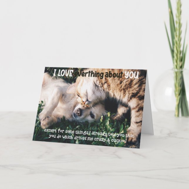 Funny Cat and Dog Birthday Card Karte (Vorderseite)