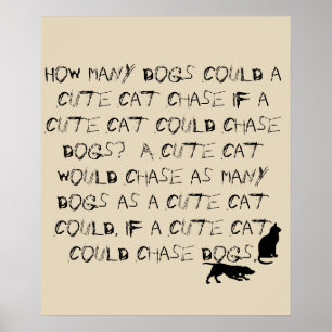 Funny Cat and Dog Tongue Twister Poster