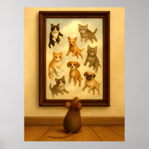 Funny Cat and Dog Wall Art Poster