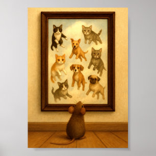 Funny Cat and Dog Wall Art Poster