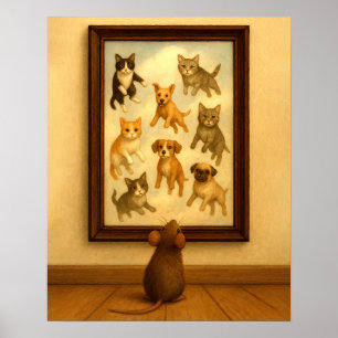 Funny Cat and Dog Wall Art Poster