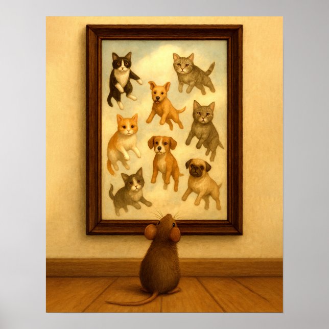 Funny Cat and Dog Wall Art Poster (Vorne)