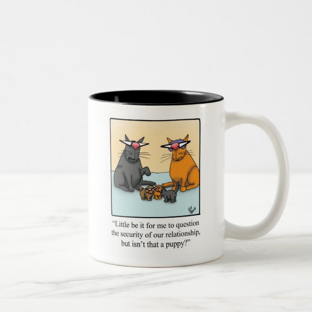 Funny Cat and Hunde Humor Tasse (Rechts)
