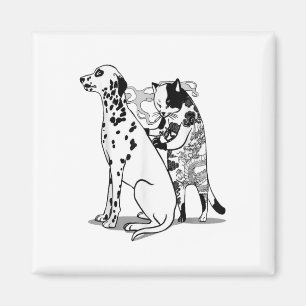Funny Cat and Hundeshirt Tattoo Artist Cat Zeichne Magnet