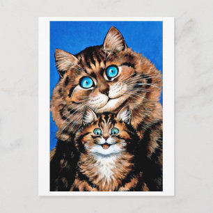 Funny Cat and Kitten, Louis Wain Postkarte