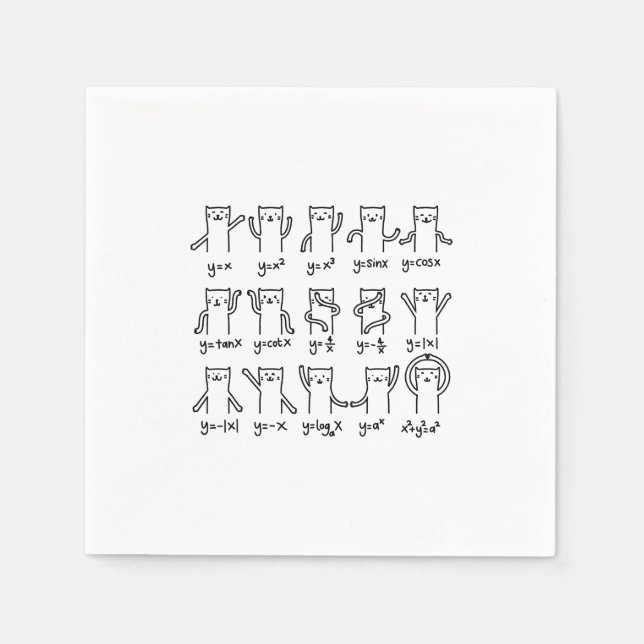 Funny Cat and Mathe, Cat and Algebra Lover, Funny  Serviette (Vorderseite)