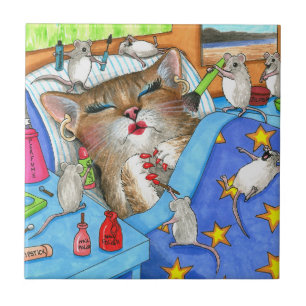 Funny Cat and Mice Make-up 508 Fliese