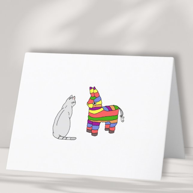 Funny Cat and Pinata Blank Card Dankeskarte (Von Creator hochgeladen)